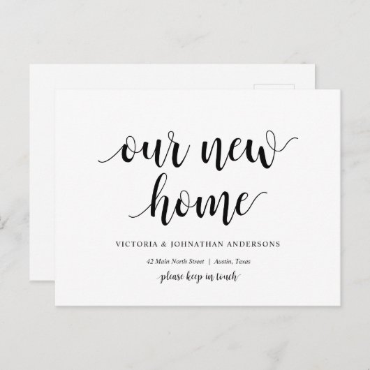 Carte Postale Moderne Rustique, notre nouveau Faire-part d'adres (Devant / Derrière)