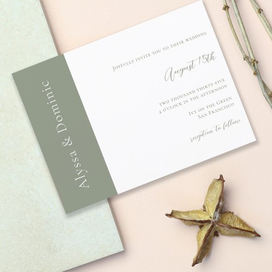 Carte Postale Moderne Sage Green QR Code RSVP Mariage en ligne