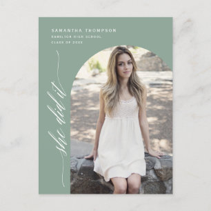Carte Postale Moderne Sage Vert Elle L'A Fait Graduation Arch Ph