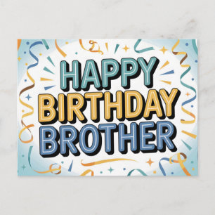 Carte Postale Moderne sarcelle et jaune "Joyeux Anniversaire Frè