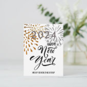 Carte Postale Moderne Script Gold Silver Fireworks Business (Debout devant)