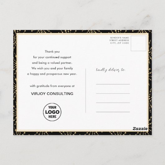 Carte Postale Moderne Script Gold Silver Fireworks Business (Dos)