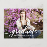 Moderne Script Graduation Party Photo Invitation W