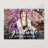 Carte Postale Moderne Script Graduation Party Photo Invitation W (Devant)