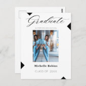 Carte Postale Moderne Script Lycée secondaire Faire-part de deux (Devant / Derrière)