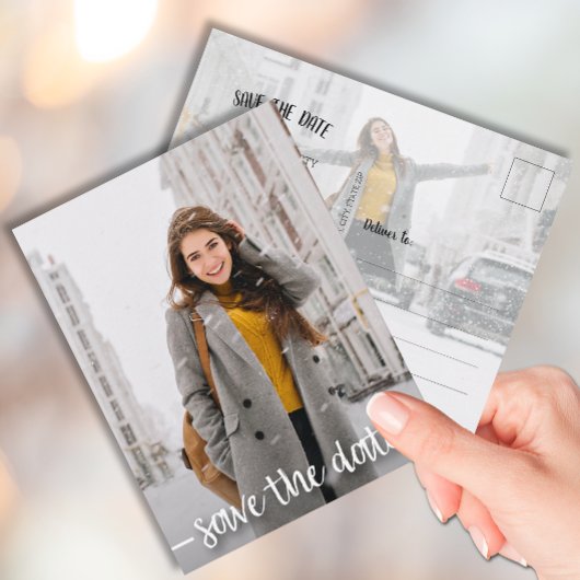 Carte Postale Moderne Script Photo Graduation ENREGISTRER LA DAT