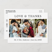 Carte Postale Moderne Simple Amour et Remerciements Mariage 3 Ph (Devant / Derrière)
