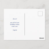 Carte Postale Moderne simple bleu aquarelle Joyeux Anniversaire (Dos)