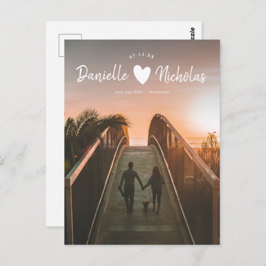 Carte Postale Moderne simple brosse Script photo Enregistrer la (Devant / Derrière)