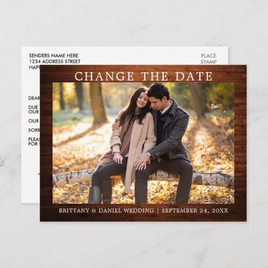 Carte Postale Moderne Simple Changement Date Nouveau Bois (Devant / Derrière)