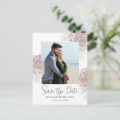 Carte Postale Moderne simple Dusty Rose Floral Photo QR Code (Debout devant)