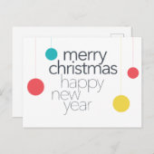 Carte Postale Moderne, simple, dynamique, amusant "Joyeux Noël" (Devant / Derrière)