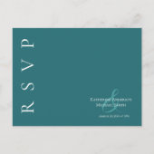 Carte Postale Moderne simple Emerald Green-RSVP-Mariage- (Devant)