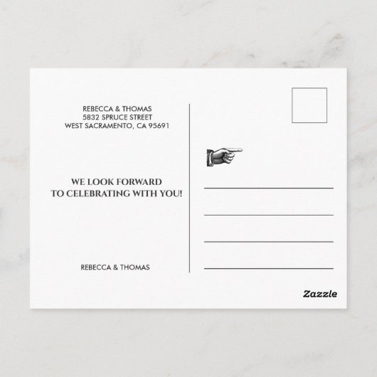 Carte Postale Moderne Simple Mariage Gold Foil Enregistrer La Da (Dos)