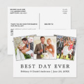 Carte Postale Moderne Simple Meilleur Jour De Mariage Ever 3 Pho (Devant / Derrière)