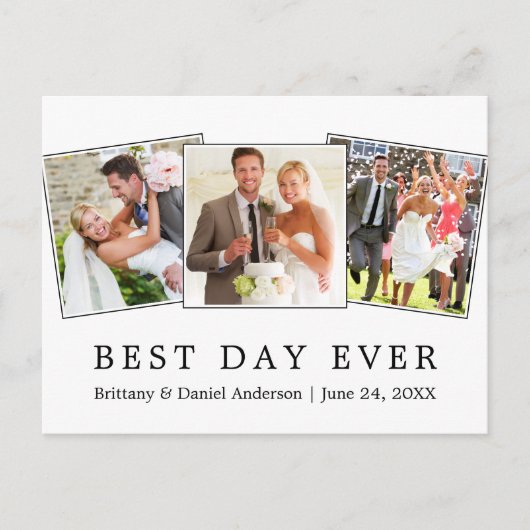 Carte Postale Moderne Simple Meilleur Jour De Mariage Ever 3 Pho (Devant)