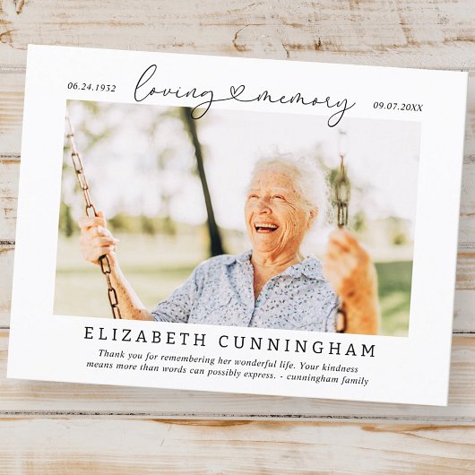 Carte Postale Moderne Simple Photo de Mémoire en Souvenir Affect