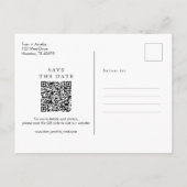 Carte Postale Moderne Simple Photo Save The Date QR Code Mariage (Dos)