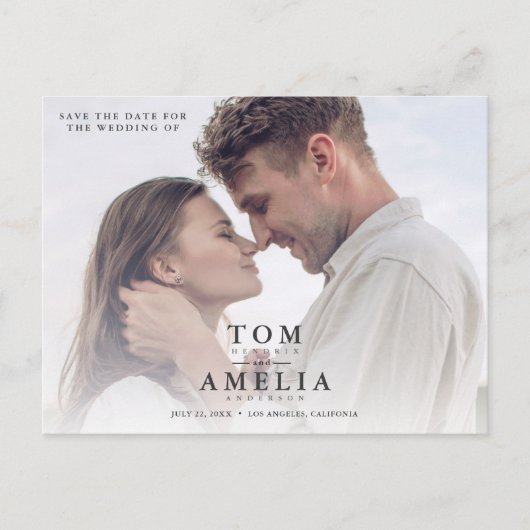 Carte Postale Moderne Simple Photo Save The Date QR Code Mariage (Devant)