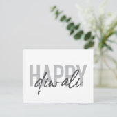 Carte Postale Moderne, simple, typographie cool Joyeux Diwali (Debout devant)
