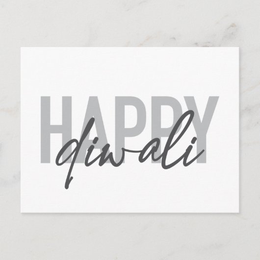 Carte Postale Moderne, simple, typographie cool Joyeux Diwali (Devant)