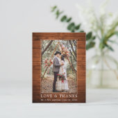 Carte Postale Moderne Simple Wood Love Merci photo Mariage (Debout devant)