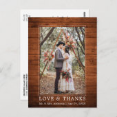 Carte Postale Moderne Simple Wood Love Merci photo Mariage (Devant / Derrière)