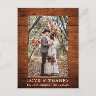 Carte Postale Moderne Simple Wood Love Merci photo Mariage