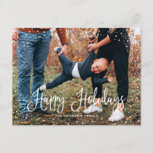 Carte postale moderne Snow Script 2 Photo Holiday