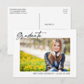 Carte Postale Moderne Stylish Calligraphie Encre Graduation (Devant / Derrière)