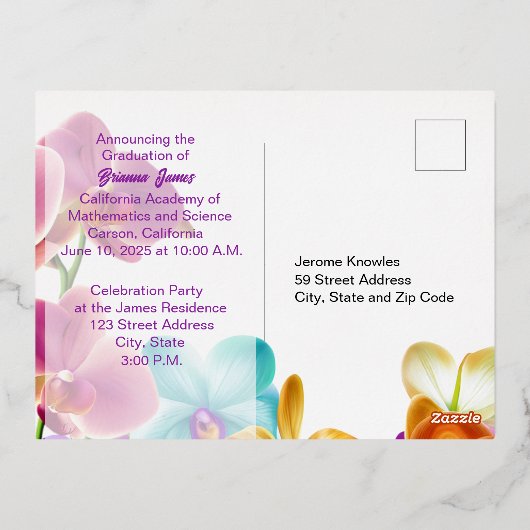 Carte Postale Moderne Stylish Foil Graduation Invi (Verso)