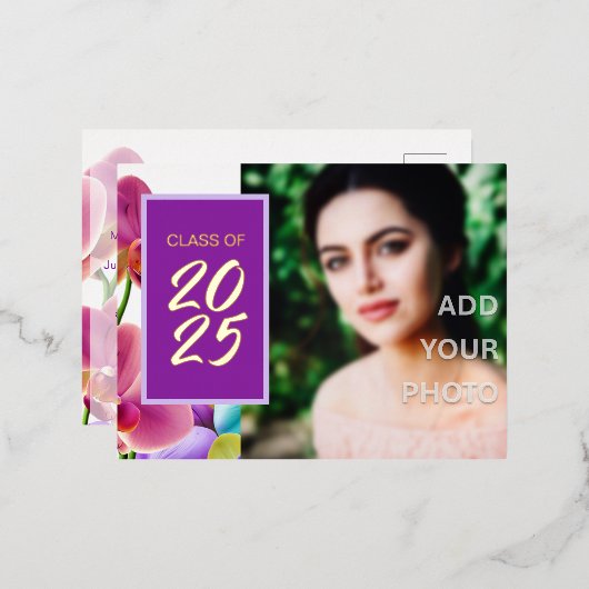 Carte Postale Moderne Stylish Foil Graduation Invi (Recto/Verso)