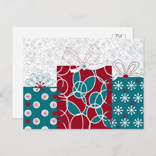 Carte Postale Moderne suédois Rouge bleu présente des cadeaux en (Devant / Derrière)