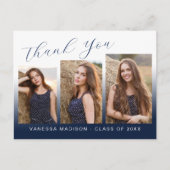 Carte Postale Moderne tendance Marine Bleu 3 Photo Merci Grad (Devant)