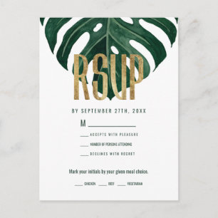 Carte Postale Moderne Tropical Swiss Fromage Leaf Gold RSVP