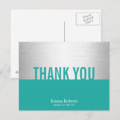 Carte Postale Moderne Turquoise & Argent Maquillage Artiste Merc (Devant / Derrière)