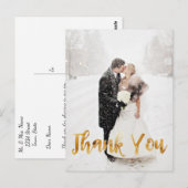 Carte Postale Moderne, Typographie Or, Merci (Devant / Derrière)