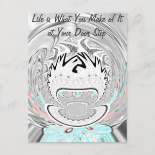 Carte Postale Moderne Urban Ash Gris Flora Abstrait Motif Art