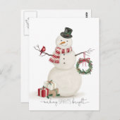 Carte Postale Moderne vintage Holiday snowman (Devant / Derrière)