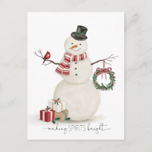 Carte Postale Moderne vintage Holiday snowman