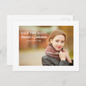 Carte Postale Moderne White Graduation Enregistrer Date Paysage (Devant / Derrière)