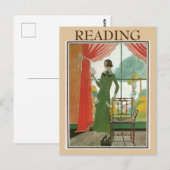 Carte postale modifiable de lecture vintage (Devant / Derrière)