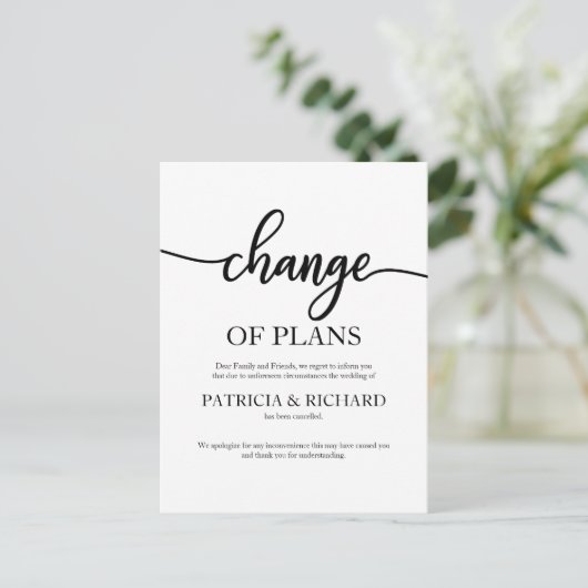 Carte Postale Modification Des Plans Reportés Mariage Annulé (Debout devant)