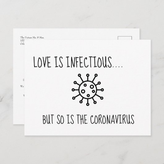 Carte Postale Modification des plans reportés ou annulés mariage (Devant / Derrière)