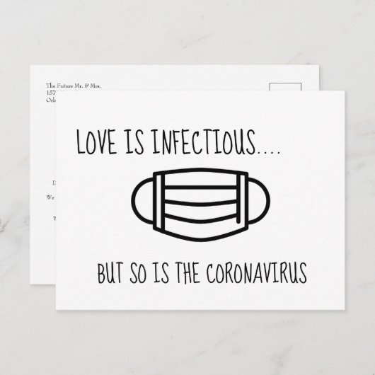 Carte Postale Modification des plans reportés ou annulés mariage (Devant / Derrière)