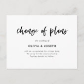 Carte Postale Modification des plans | Script Décontracté noir e (Devant)