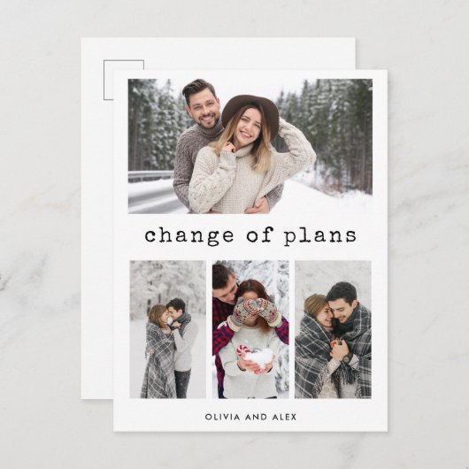 Carte Postale Modification des plans | Texte et photo d'une mach (Devant / Derrière)