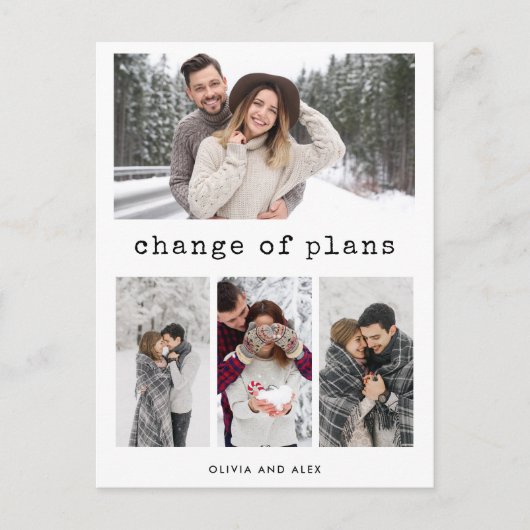 Carte Postale Modification des plans | Texte et photo d'une mach (Devant)