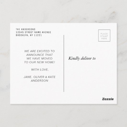 Carte Postale Modification du script d'adresse en lettres violet (Dos)