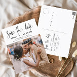 Carte Postale Modifier Enregistrer la date de la photo manuscrit<br><div class="desc">Editable Modern and Elegant manuscrit Script Photo Enregistrer la Carte Mariage Date. La carte d'invitation à la date de sauvegarde comprend une typographie chic et élégante avec un design simple et minimaliste sur un arrière - plan blanc que vous pouvez ajouter votre photo de fiançailles customisé à.</div>